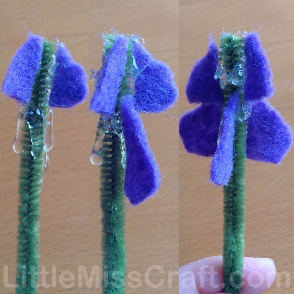 handmade felt bluebonnet lupine wildflower Texas state flower craft tutorial