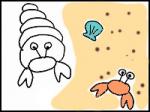 Sea Creatures Hermit Crab Doodle Coloring Page