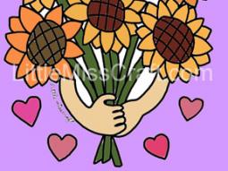 Sunflower Bouquet Valentine's Day Coloring Page