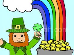 Rainbow and Leprechaun Coloring Page