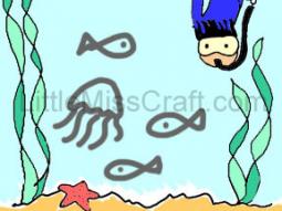 Under Sea Diving Doodle Coloring Page