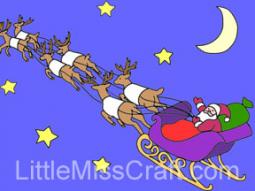 Santa with Reindeer Coloring Page