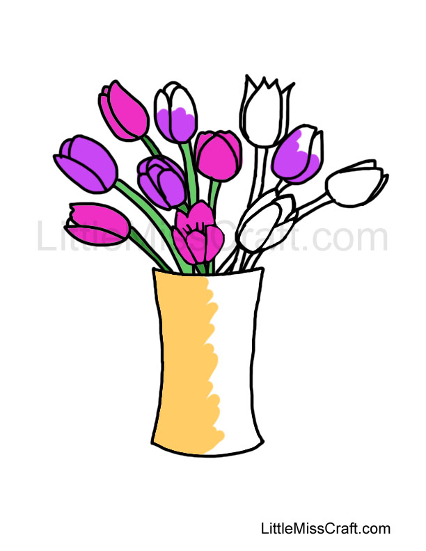 Tulip Bouquet in Vase Coloring Page
