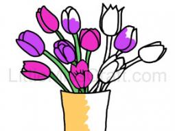 Tulip Bouquet in Vase Coloring Page