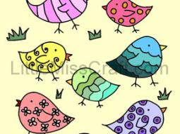 Chicks Decorated Coloring Page