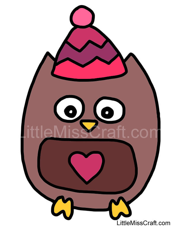 Owl with Winter Hat Coloring Page
