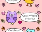 Valentine's Owl Talk Coloring Page