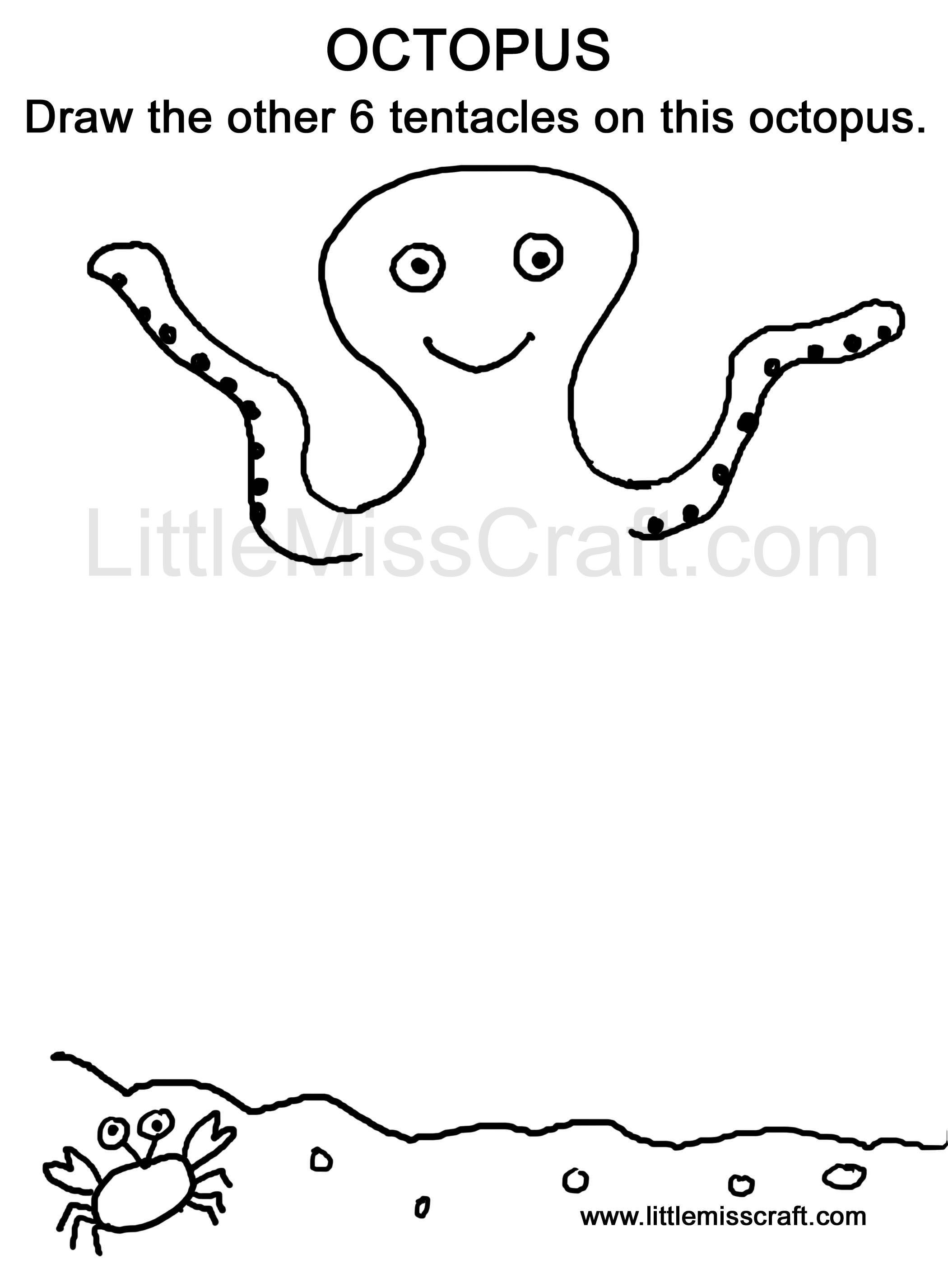 Sea Creatures Octopus Doodle Coloring Page