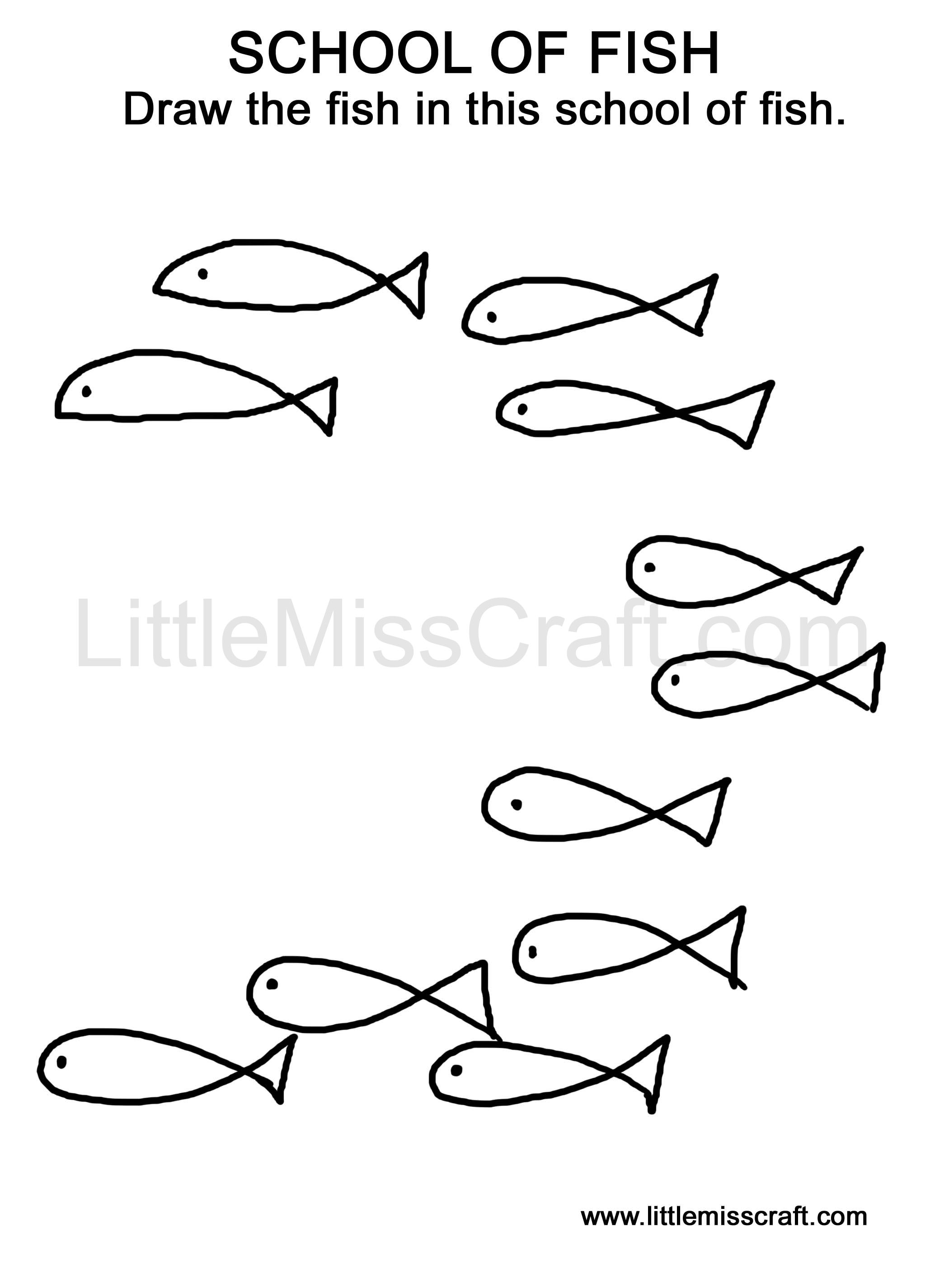 Sea Creatures Fish Doodle Coloring Page