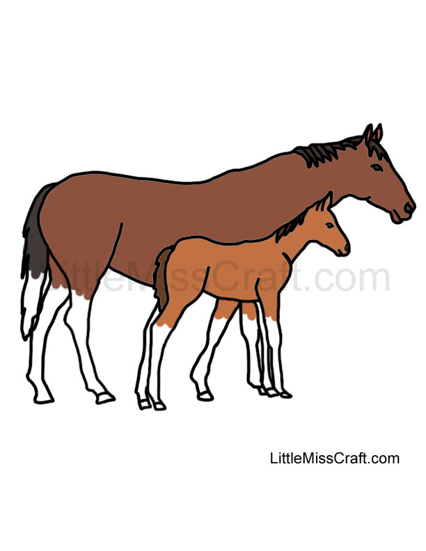 Horse with Baby Coloring Page