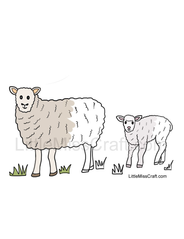 Sheep and Lamb Coloring Page