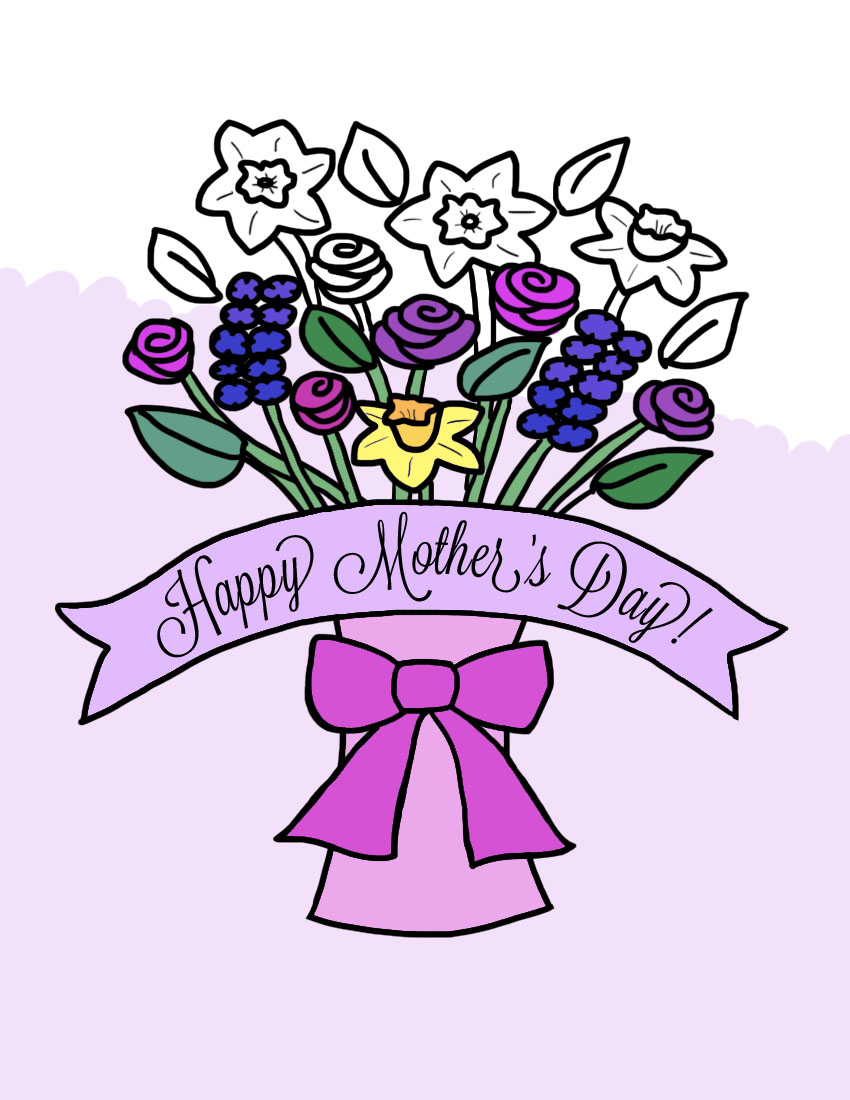 Mother s Day Flower Bouquet in Vase Coloring Page