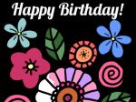 Birthday Simple Flowers Coloring Page