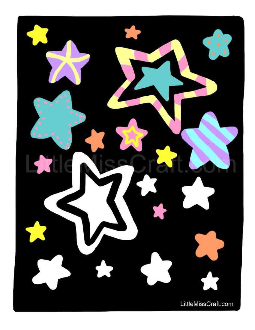Stars Doodle Coloring Page