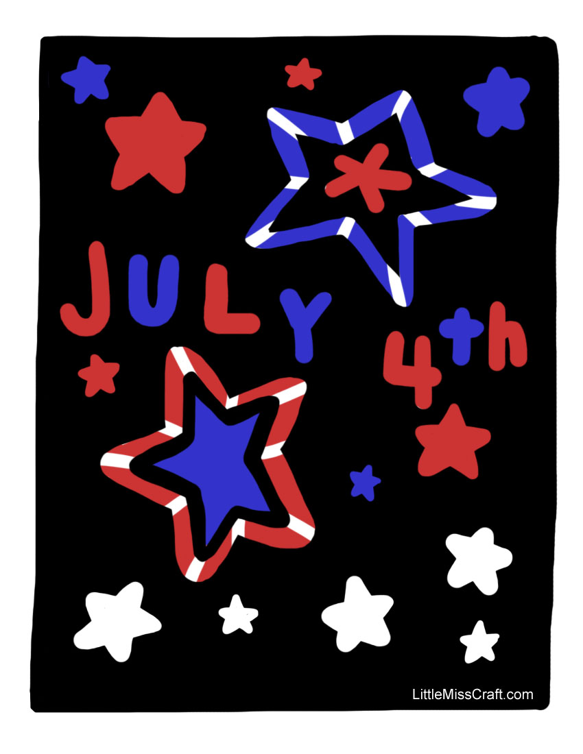 July 4th Stars Coloring Page