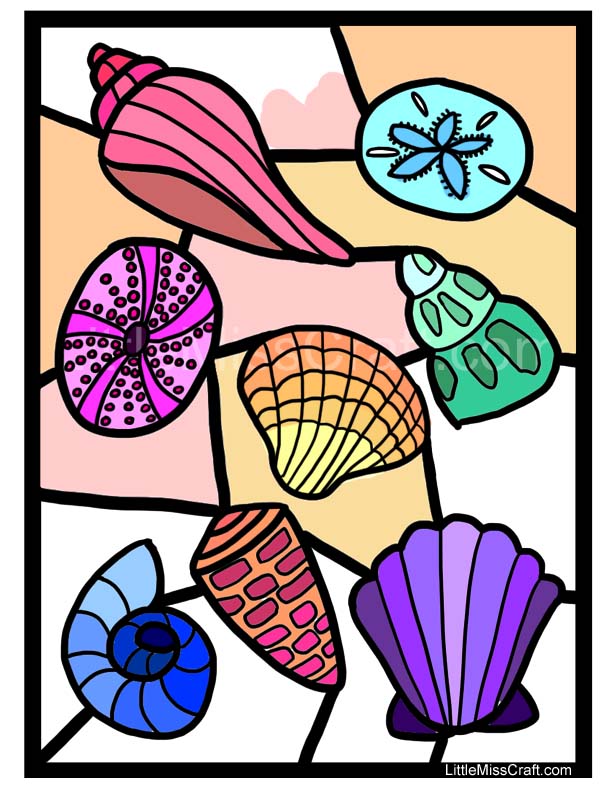 Crafts Seashell Stained Glass Coloring Page