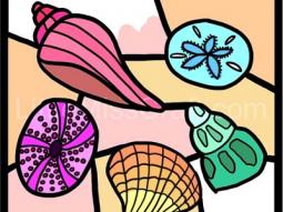Seashell Stained Glass Coloring Page