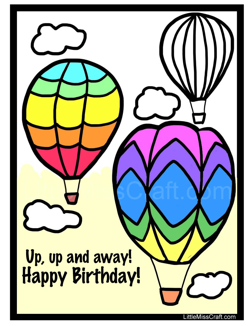 Hot Air Balloon Birthday Coloring Page