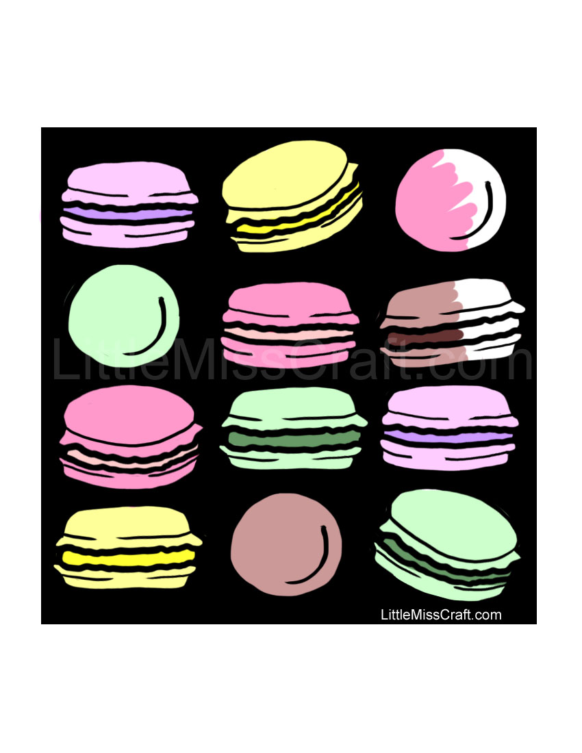 French Macarons Chalkboard Coloring Page