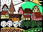 Village Europe Chalkboard Coloring Page