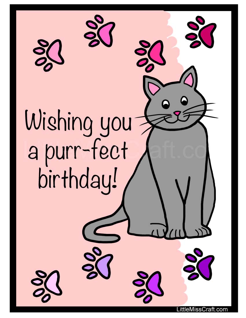 Cat Birthday Coloring Page