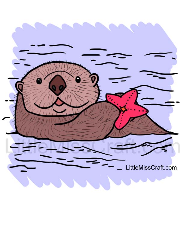 Sea Otter and Starfish Coloring Page